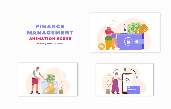 Finance Management Flat Character Design Animation Scene